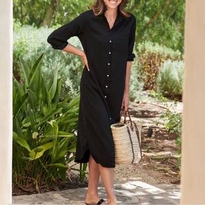 Frank & Eileen Rory Maxi Shirtdress Black Cotton